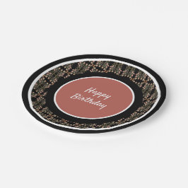 Plato De Papel Negro con rosado rosado