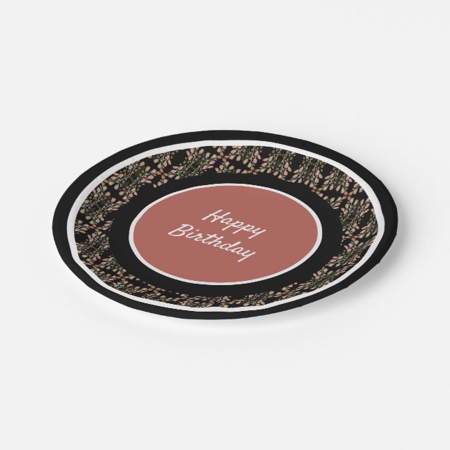 Plato De Papel Negro con rosado rosado (Angular)