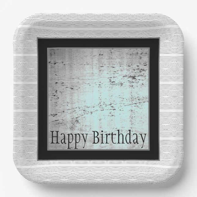 Plato De Papel Negro Gris y Blanco Moderno (Anverso)