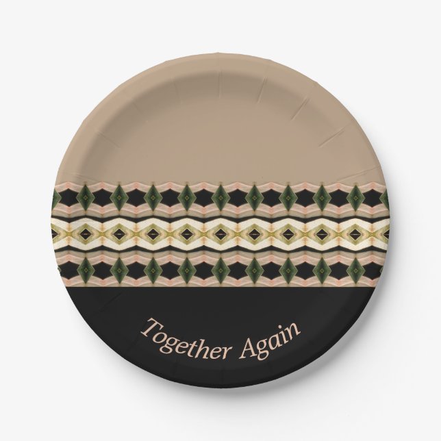 Plato De Papel Negro rosa y tonos verdes (Anverso)