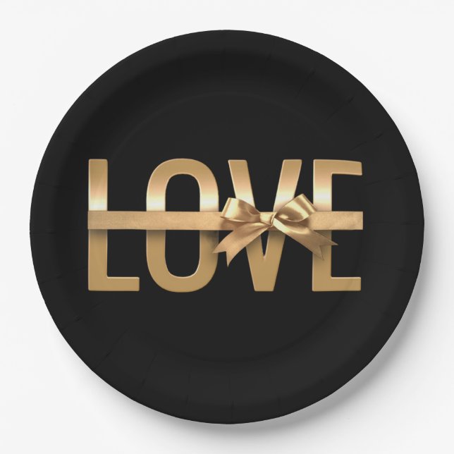 Plato De Papel Negro Tuxedo - (Anverso)