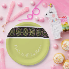 Plato De Papel Negro Verde Y Blanco