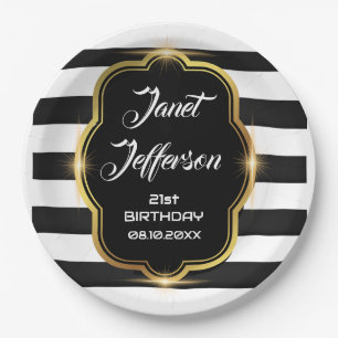 Plato De Papel Negro y blanco