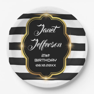 Plato De Papel Negro y blanco