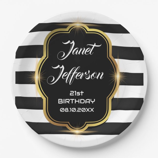 Plato De Papel Negro y blanco (Anverso)