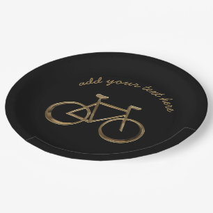 Plato De Papel Negro y ciclista de ciclo de la bicicleta de la