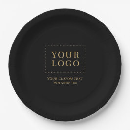 Plato De Papel Negro y oro | Promoción del logotipo comercial del