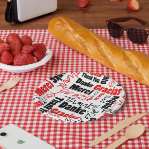 Plato De Papel Negro y rojo gracias redactar la nube