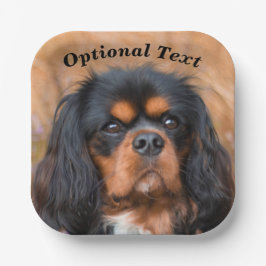 Plato De Papel Negro y Tan Cavalier Rey Charles Spaniel Dog
