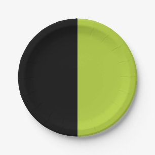 Plato De Papel Negro y verde neón