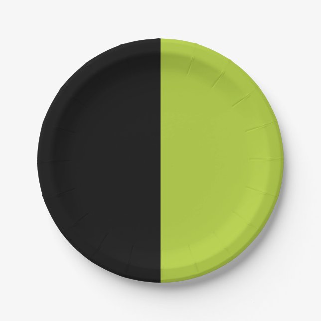 Plato De Papel Negro y verde neón (Anverso)