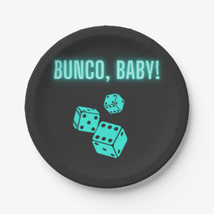 Plato De Papel Neon Aqua Bunco Baby