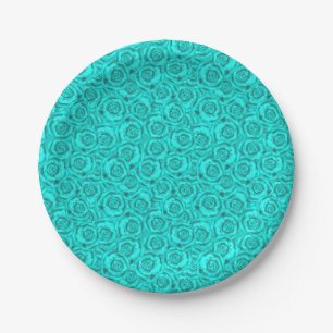 Plato De Papel neón azul