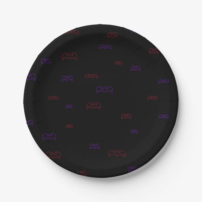 Plato De Papel Neon Bats (Anverso)