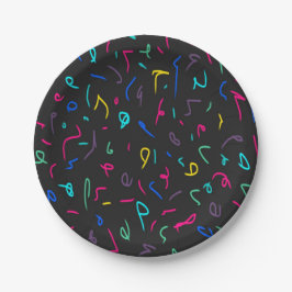 Plato De Papel Neon Bright Marks on Black