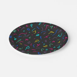 Plato De Papel Neon Bright Marks on Black