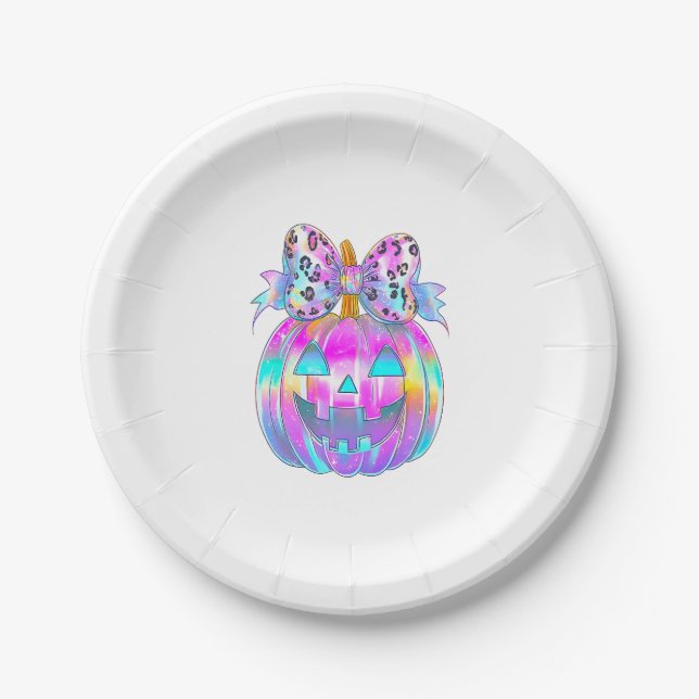 Plato De Papel Neon Coquette Halloween (Anverso)