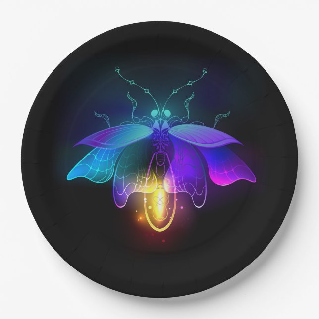 Plato De Papel Neon Firefly en negro (Anverso)