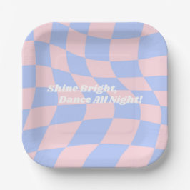 Plato De Papel Neon Groovy Disco Cumpleaños