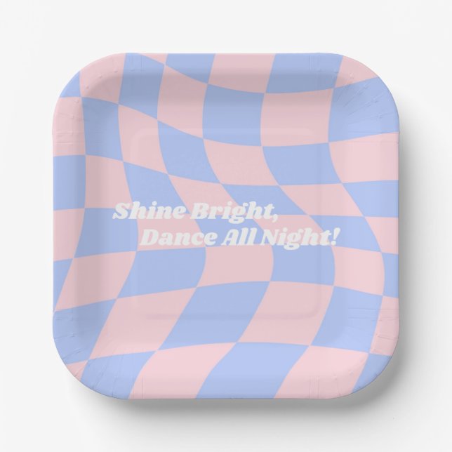 Plato De Papel Neon Groovy Disco Cumpleaños (Anverso)