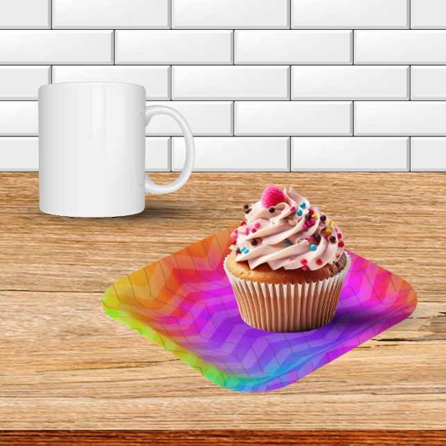 Plato De Papel Neon Herringbone Trippy Hippie Rainbow (Subido por el creador)