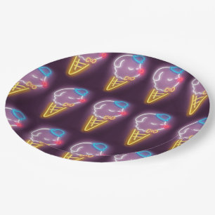 Plato De Papel Neon Ice Cream Dog