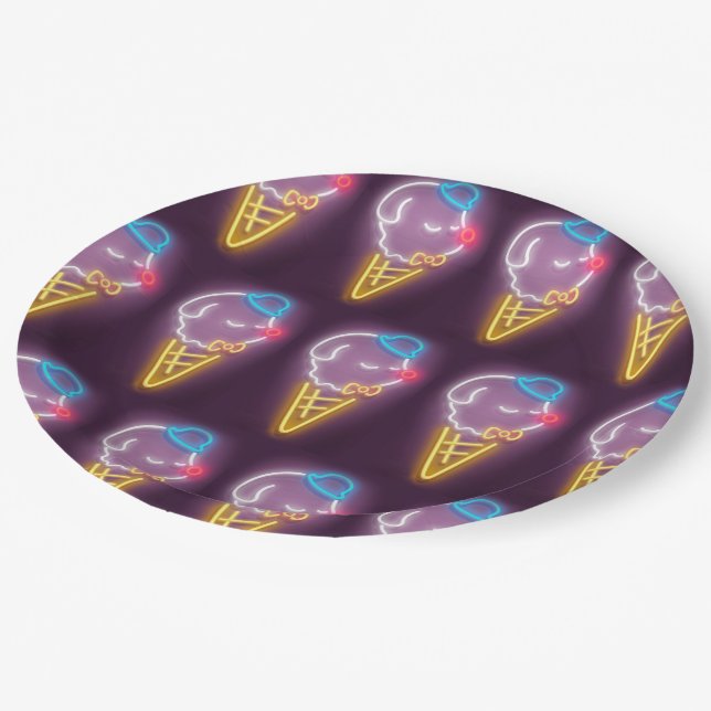 Plato De Papel Neon Ice Cream Dog (Angular)