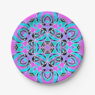 Plato De Papel Neon kaleidoscope , mandala