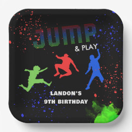 Plato De Papel Neon Kids Trampoline Park Birthday Party