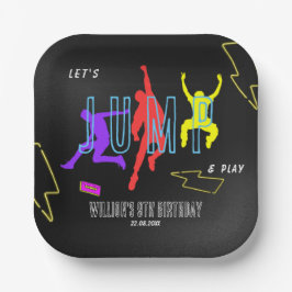 Plato De Papel Neon Let's Jump Kids Fun Birthday Party