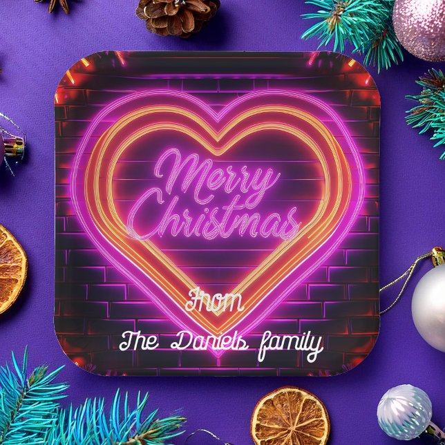 Plato De Papel Neon Merry Christmas (Subido por el creador)