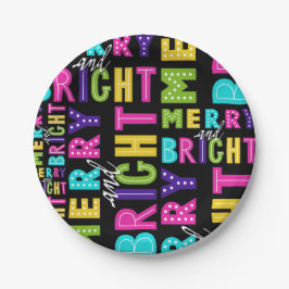 Plato De Papel Neon Merry y Bright