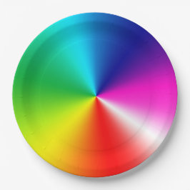 Plato De Papel Neon Rainbow Vortex