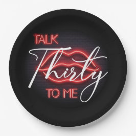 Plato De Papel Neon Red Tgésimo Partido de Cumpleaños