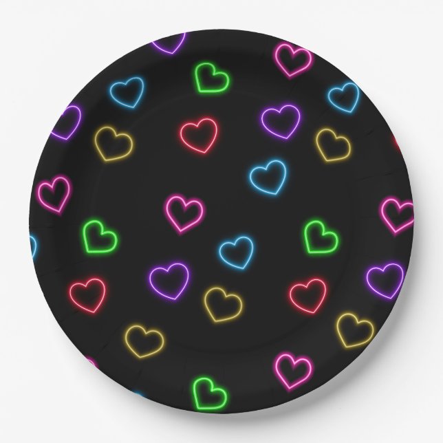 Plato De Papel Neon Valentine Fiesta (Anverso)