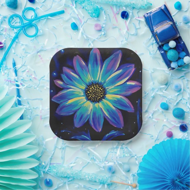 Plato De Papel NeonWildFlower (Fiesta)