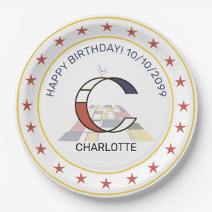 Plato De Papel Neoplasticismo Art Elegante Monograma. Letra C