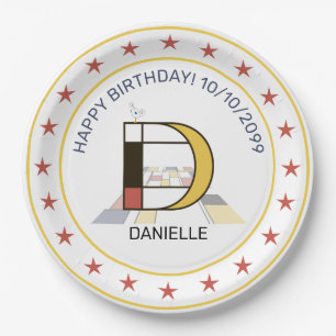 Plato De Papel Neoplasticismo Art Elegante Monograma. Letra D