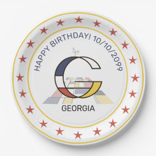 Plato De Papel Neoplasticismo Art Elegante Monograma. Letra G