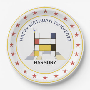 Plato De Papel Neoplasticismo Art Elegante Monograma. Letra H