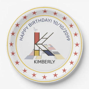 Plato De Papel Neoplasticismo Art Elegante Monograma. Letra K