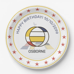 Plato De Papel Neoplasticismo Art Elegante Monograma. Letra O