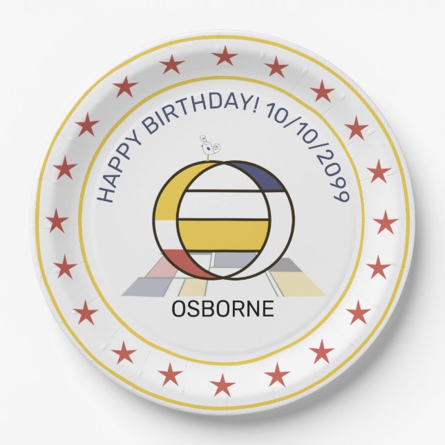 Plato De Papel Neoplasticismo Art Elegante Monograma. Letra O (Anverso)