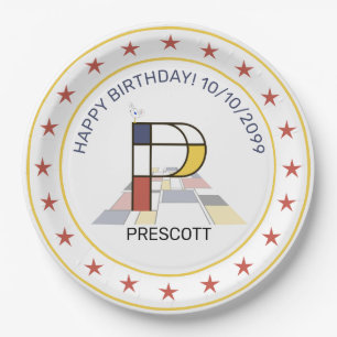 Plato De Papel Neoplasticismo Art Elegante Monograma. Letra P