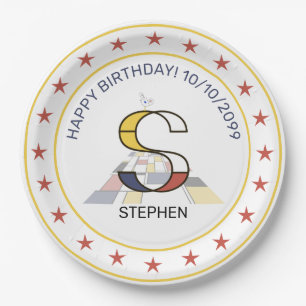 Plato De Papel Neoplasticismo Art Elegante Monograma. Letra S