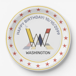 Plato De Papel Neoplasticismo Art Elegante Monograma. Letra W