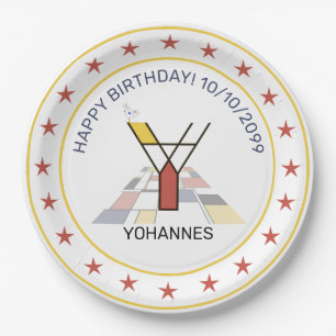 Plato De Papel Neoplasticismo Art Elegante Monograma. Letra Y