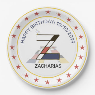 Plato De Papel Neoplasticismo Art Elegante Monograma. Letra Z