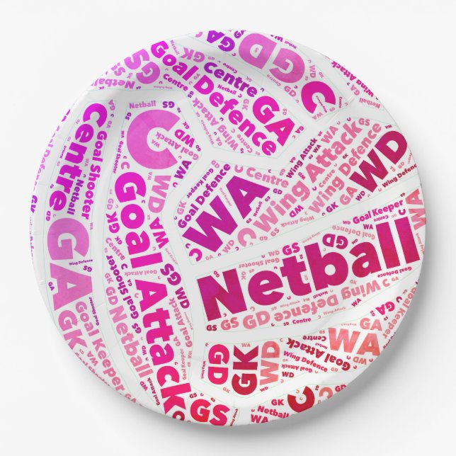 Plato De Papel Netball temático del deporte (Anverso)