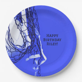 Plato De Papel Neto y voleibol de la fiesta de cumpleaños azul ad